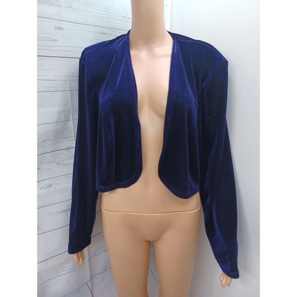 Vtg Onyx Nite Purple Velvet Shrug Bolero Jacket Sz 16